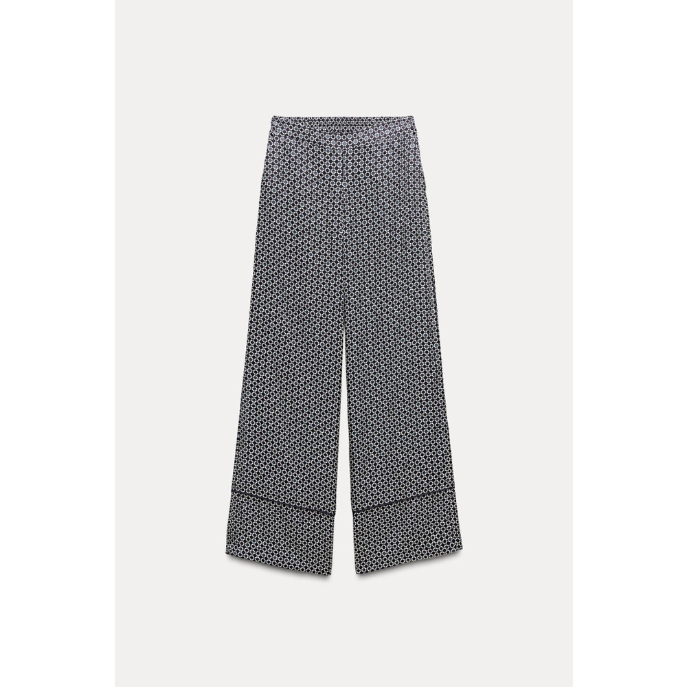 Zara Satin effect geometric print pants Size L
